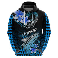 Hawaii Hoodie Polynesian Shark with Kakau Blue Version - Wonder Print Shop