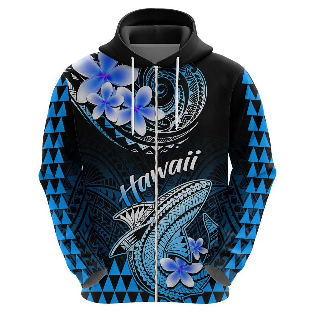 Hawaii Hoodie Polynesian Shark with Kakau Blue Version - Wonder Print Shop