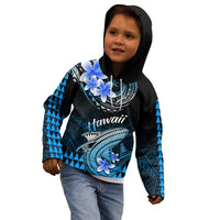 Hawaii Kid Hoodie Polynesian Shark with Kakau Blue Version - Wonder Print Shop