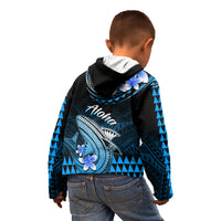 Hawaii Kid Hoodie Polynesian Shark with Kakau Blue Version - Wonder Print Shop