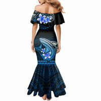 Hawaii Mermaid Dress Polynesian Shark with Kakau Blue Version - Wonder Print Shop