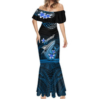 Hawaii Mermaid Dress Polynesian Shark with Kakau Blue Version - Wonder Print Shop