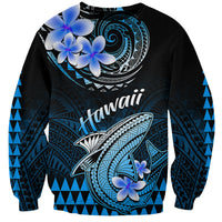 Hawaii Sweatshirt Polynesian Shark with Kakau Blue Version - Wonder Print Shop
