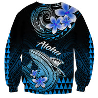 Hawaii Sweatshirt Polynesian Shark with Kakau Blue Version - Wonder Print Shop