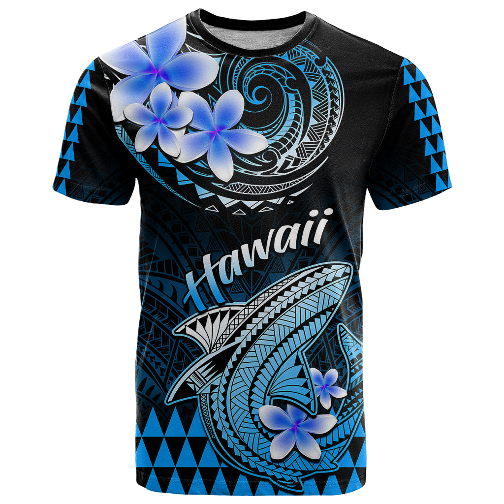 Hawaii T Shirt Polynesian Shark with Kakau Blue Version - Wonder Print Shop