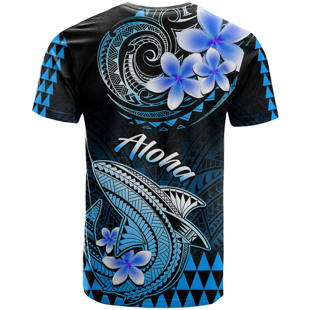 Hawaii T Shirt Polynesian Shark with Kakau Blue Version - Wonder Print Shop