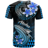 Hawaii T Shirt Polynesian Shark with Kakau Blue Version - Wonder Print Shop