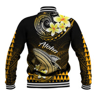 Hawaii Baseball Jacket Polynesian Shark with Kakau Gold Version - Wonder Print Shop