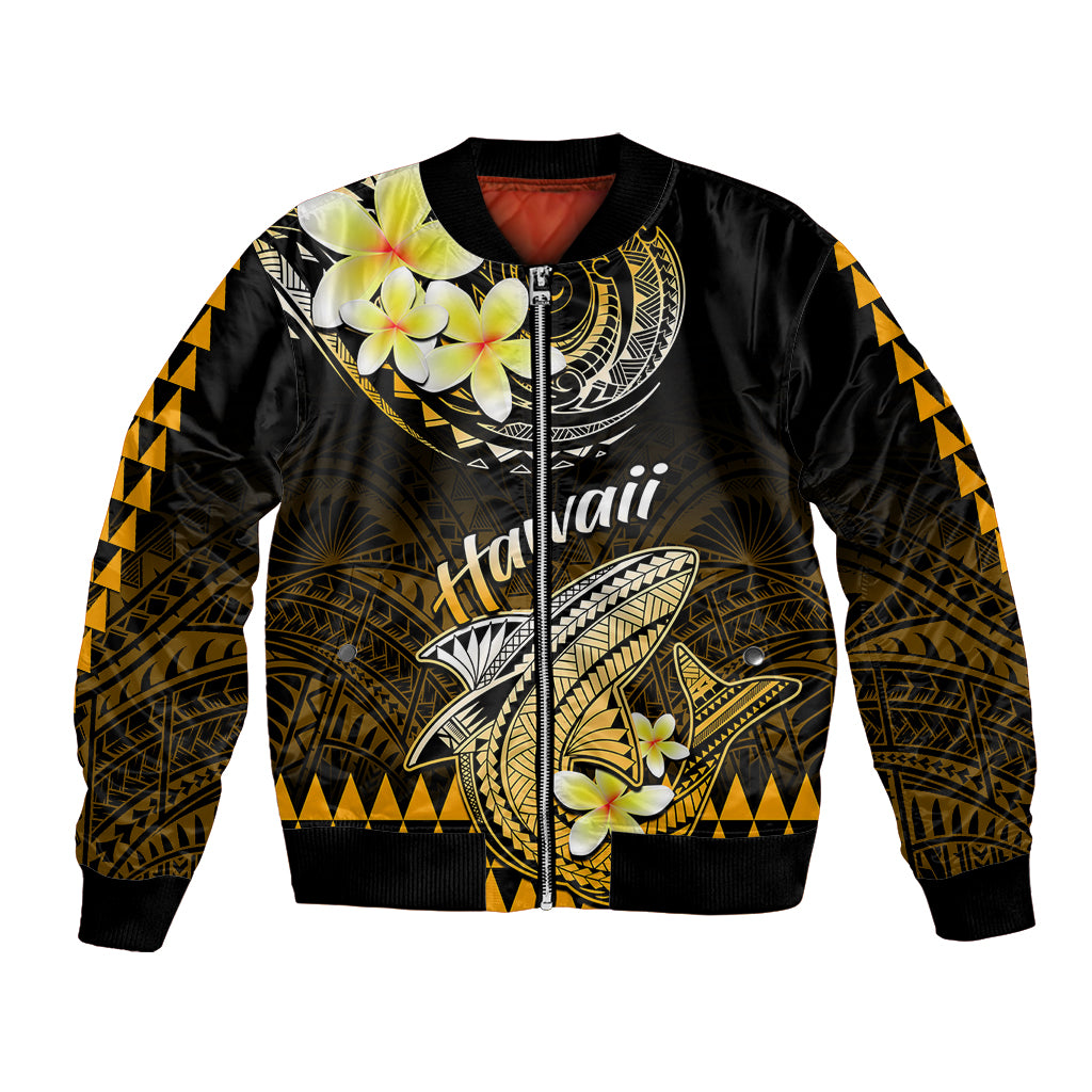 Hawaii Bomber Jacket Polynesian Shark with Kakau Gold Version - Wonder Print Shop