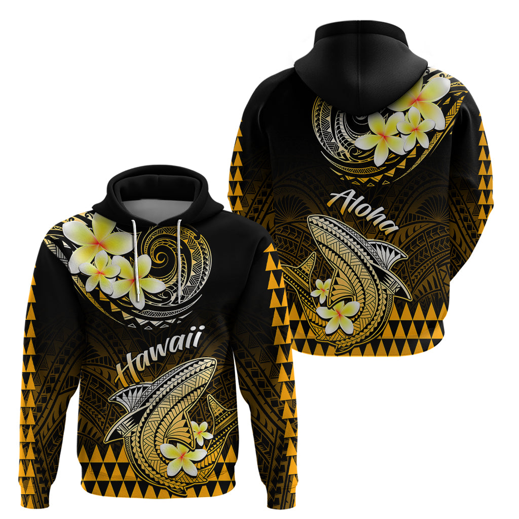 Hawaii Hoodie Polynesian Shark with Kakau Gold Version - Wonder Print Shop