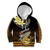 Hawaii Kid Hoodie Polynesian Shark with Kakau Gold Version - Wonder Print Shop