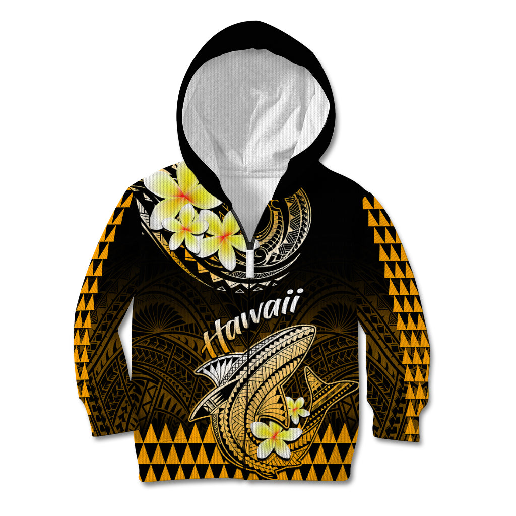 Hawaii Kid Hoodie Polynesian Shark with Kakau Gold Version - Wonder Print Shop