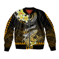 Hawaii Sleeve Zip Bomber Jacket Polynesian Shark with Kakau Gold Version - Wonder Print Shop