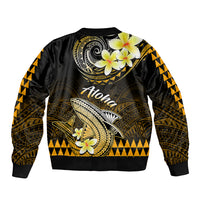 Hawaii Sleeve Zip Bomber Jacket Polynesian Shark with Kakau Gold Version - Wonder Print Shop