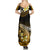 Hawaii Summer Maxi Dress Polynesian Shark with Kakau Gold Version - Wonder Print Shop