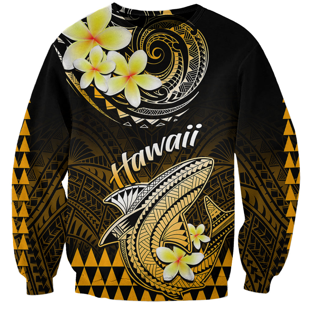 Hawaii Sweatshirt Polynesian Shark with Kakau Gold Version - Wonder Print Shop