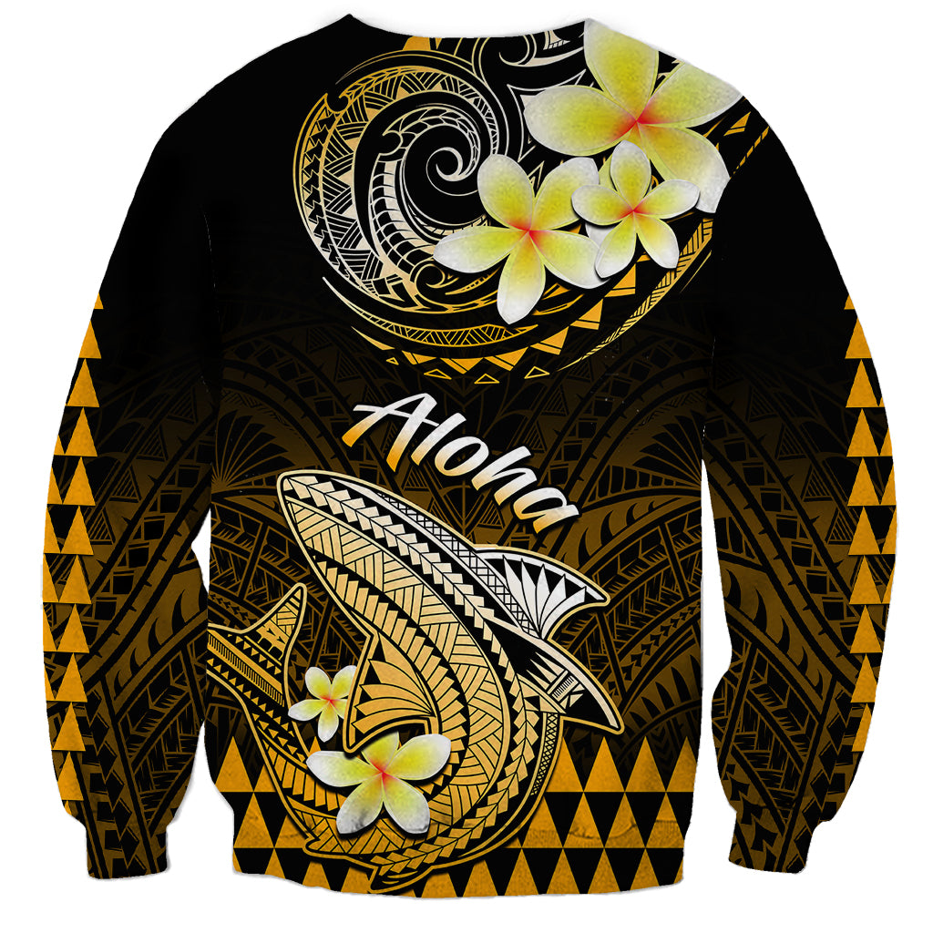 Hawaii Sweatshirt Polynesian Shark with Kakau Gold Version - Wonder Print Shop