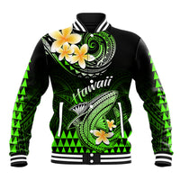 Hawaii Baseball Jacket Polynesian Shark with Kakau Green Version - Wonder Print Shop