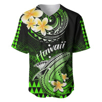 Hawaii Baseball Jersey Polynesian Shark with Kakau Green Version - Wonder Print Shop
