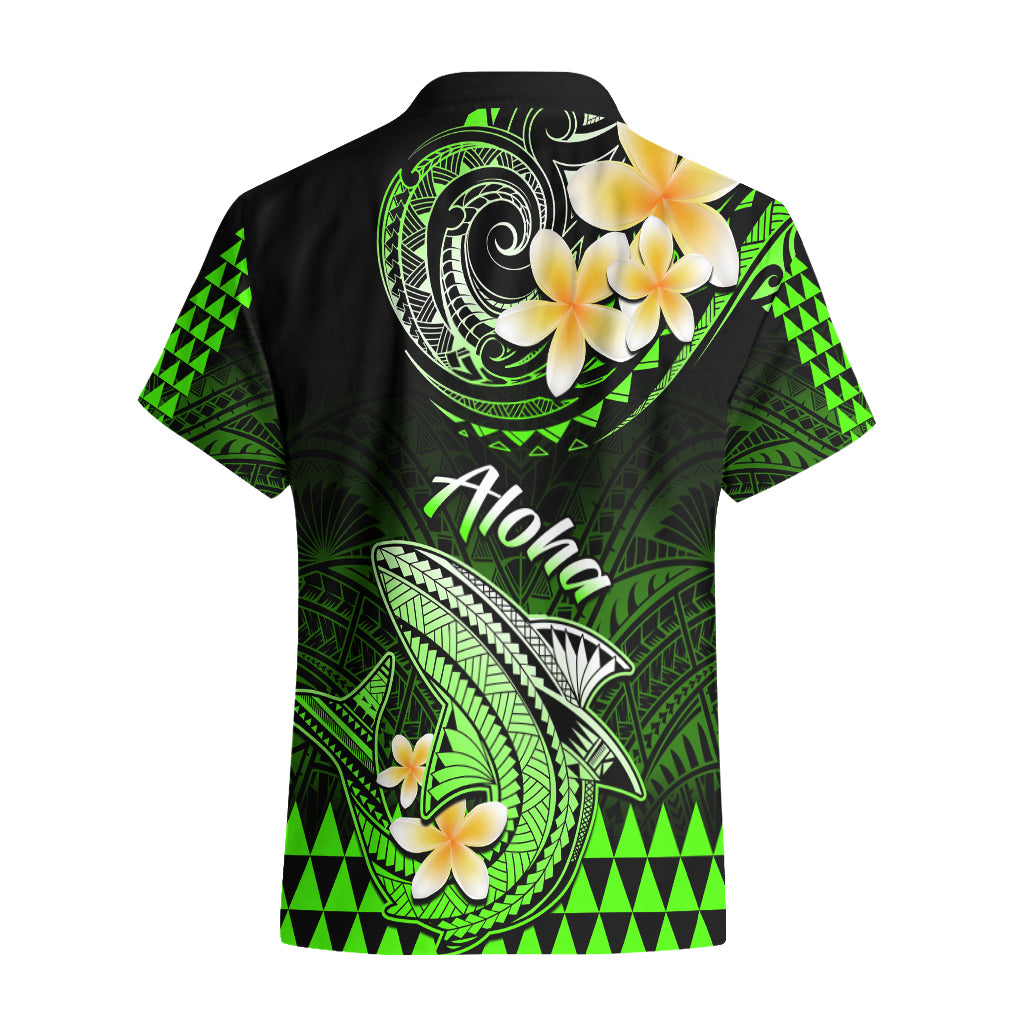 Hawaii Hawaiian Shirt Polynesian Shark with Kakau Green Version - Wonder Print Shop