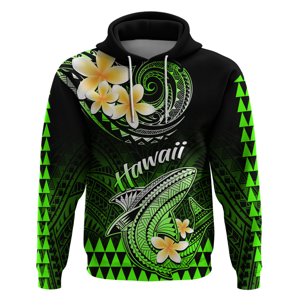 Hawaii Hoodie Polynesian Shark with Kakau Green Version - Wonder Print Shop