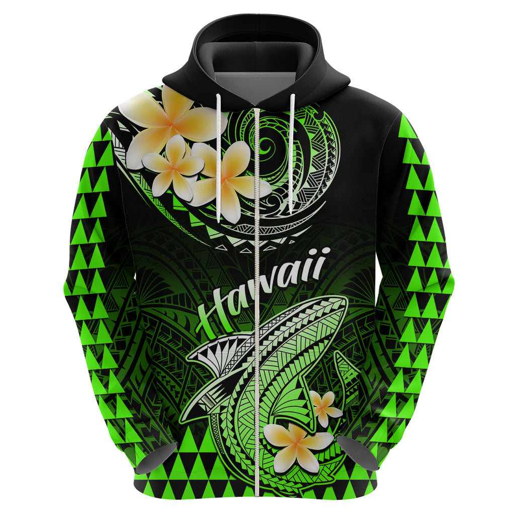 Hawaii Hoodie Polynesian Shark with Kakau Green Version - Wonder Print Shop