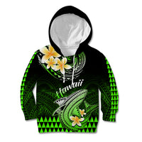 Hawaii Kid Hoodie Polynesian Shark with Kakau Green Version - Wonder Print Shop
