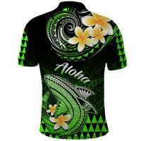 Hawaii Polo Shirt Polynesian Shark with Kakau Green Version - Wonder Print Shop