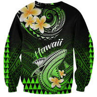 Hawaii Sweatshirt Polynesian Shark with Kakau Green Version - Wonder Print Shop