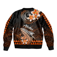 Hawaii Bomber Jacket Polynesian Shark with Kakau Orange Version - Wonder Print Shop