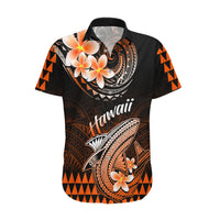 Hawaii Hawaiian Shirt Polynesian Shark with Kakau Orange Version - Wonder Print Shop