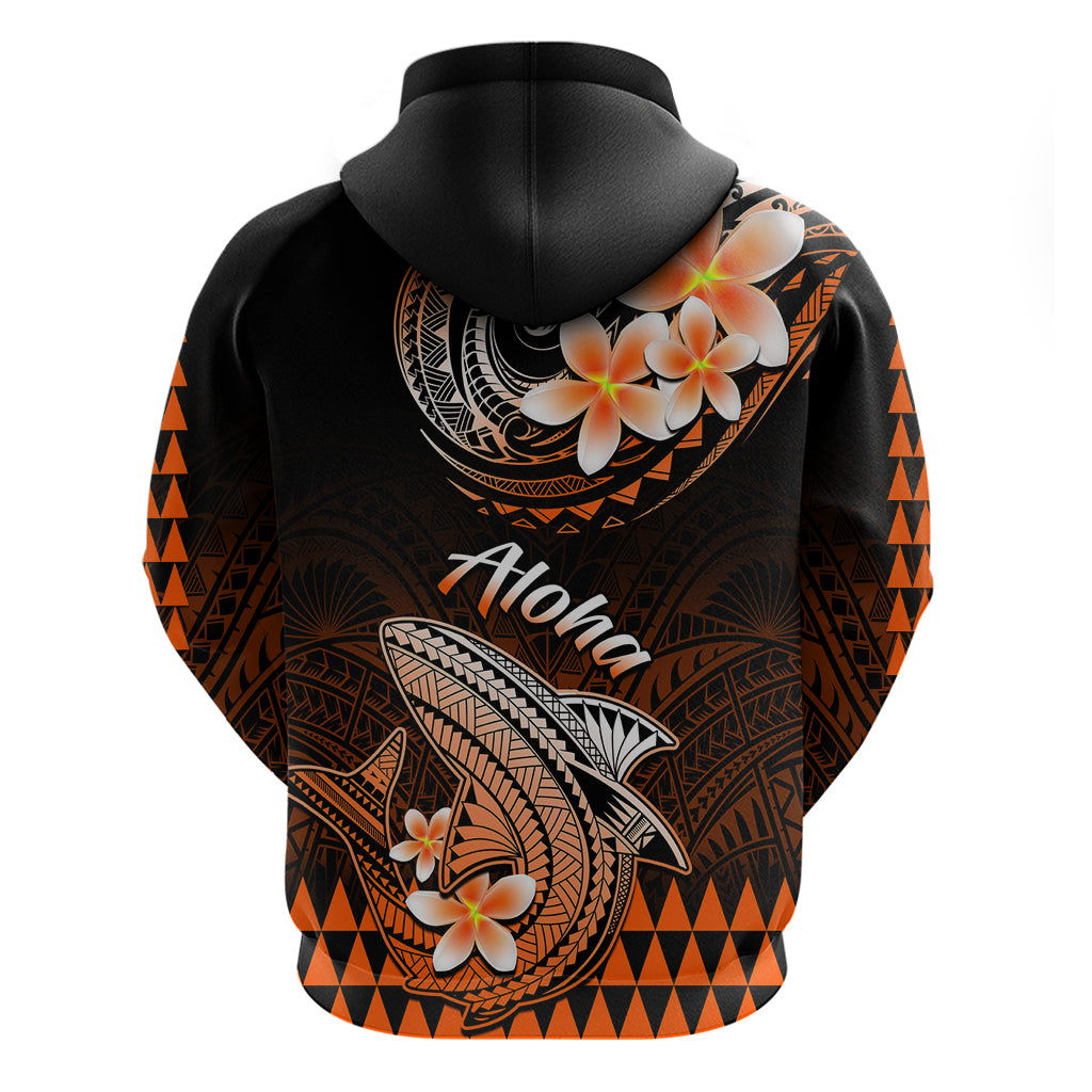 Hawaii Hoodie Polynesian Shark with Kakau Orange Version - Wonder Print Shop