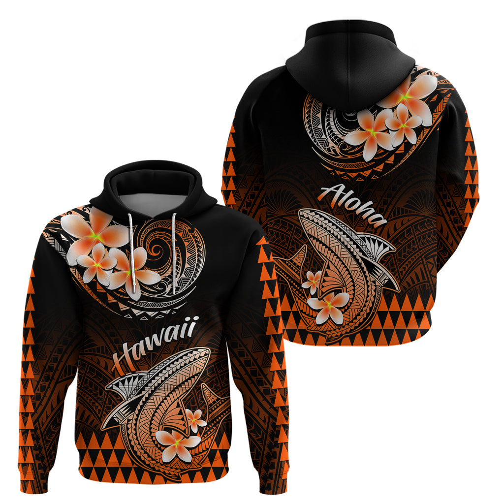 Hawaii Hoodie Polynesian Shark with Kakau Orange Version - Wonder Print Shop
