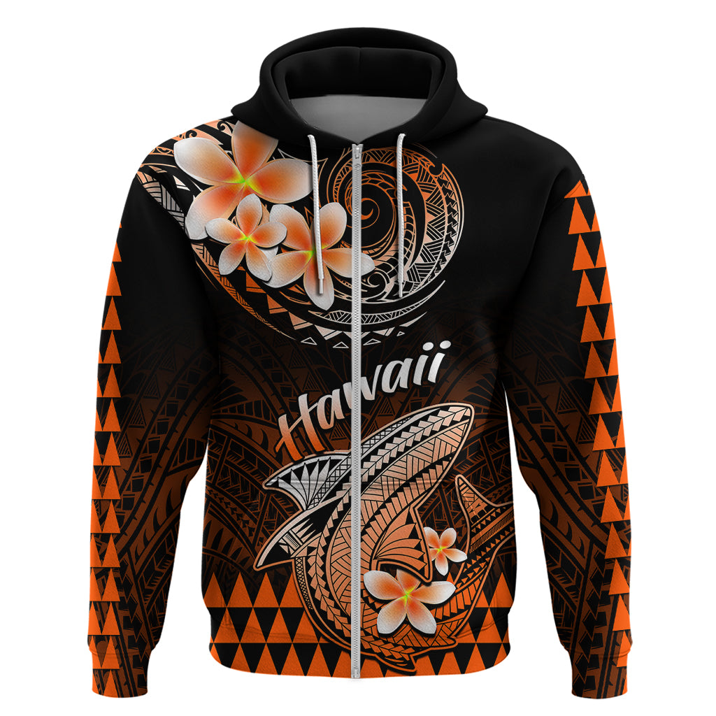 Hawaii Hoodie Polynesian Shark with Kakau Orange Version - Wonder Print Shop