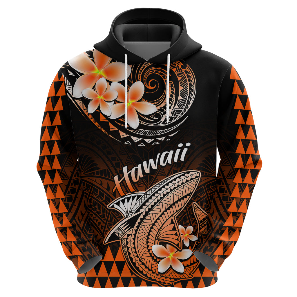 Hawaii Hoodie Polynesian Shark with Kakau Orange Version - Wonder Print Shop
