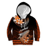 Hawaii Kid Hoodie Polynesian Shark with Kakau Orange Version - Wonder Print Shop