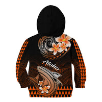 Hawaii Kid Hoodie Polynesian Shark with Kakau Orange Version - Wonder Print Shop