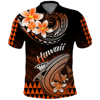 Hawaii Polo Shirt Polynesian Shark with Kakau Orange Version - Wonder Print Shop