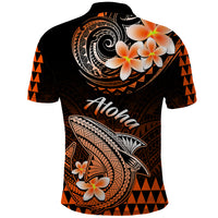 Hawaii Polo Shirt Polynesian Shark with Kakau Orange Version - Wonder Print Shop