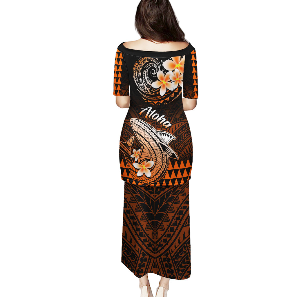 Hawaii Puletasi Polynesian Shark with Kakau Orange Version - Wonder Print Shop