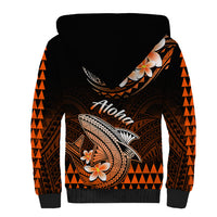 Hawaii Sherpa Hoodie Polynesian Shark with Kakau Orange Version - Wonder Print Shop