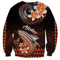 Hawaii Sweatshirt Polynesian Shark with Kakau Orange Version - Wonder Print Shop