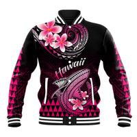Hawaii Baseball Jacket Polynesian Shark with Kakau Pink Version - Wonder Print Shop
