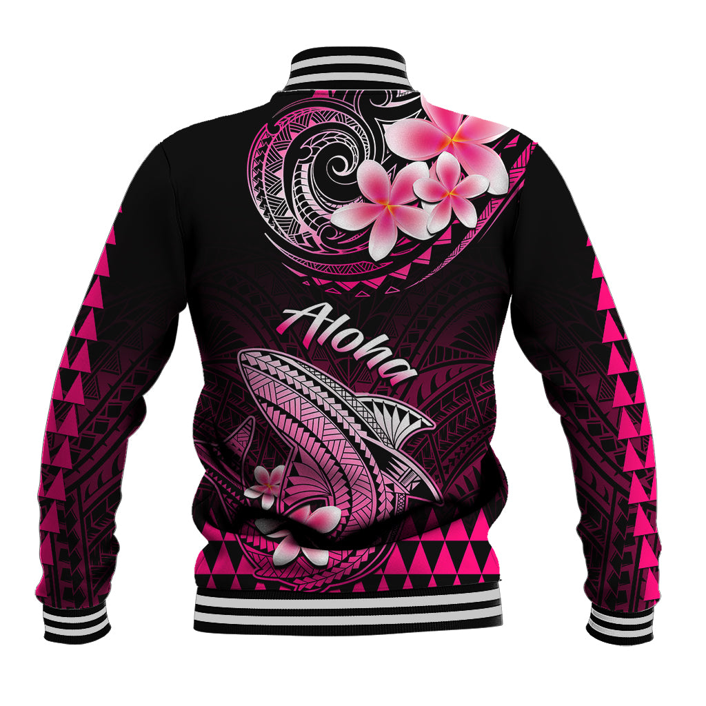 Hawaii Baseball Jacket Polynesian Shark with Kakau Pink Version - Wonder Print Shop