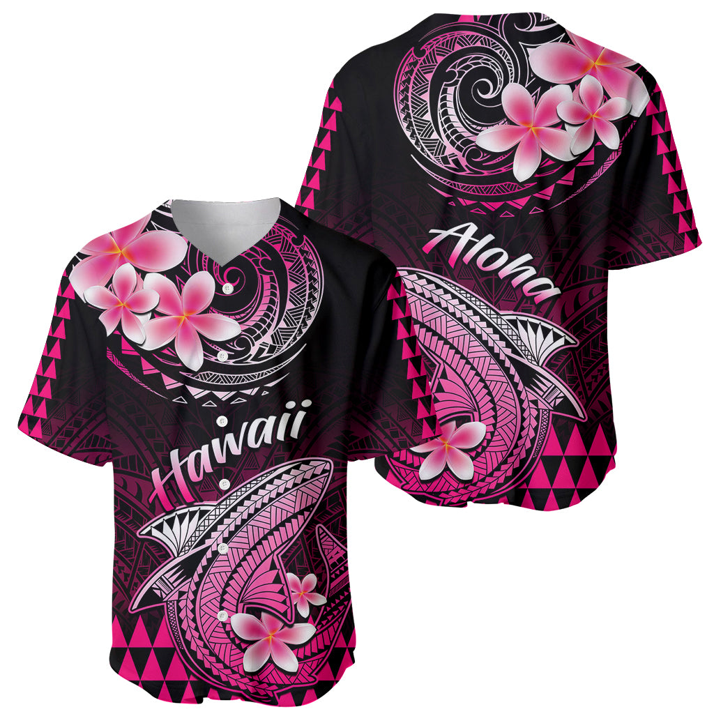 Hawaii Baseball Jersey Polynesian Shark with Kakau Pink Version - Wonder Print Shop