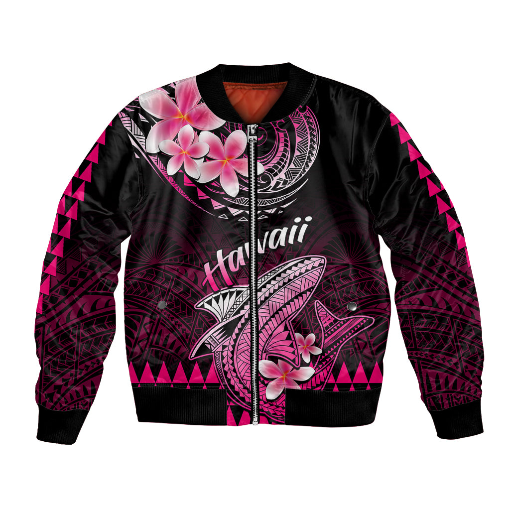 Hawaii Bomber Jacket Polynesian Shark with Kakau Pink Version - Wonder Print Shop