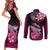 Hawaii Couples Matching Short Sleeve Bodycon Dress and Long Sleeve Button Shirts Polynesian Shark with Kakau Pink Version - Wonder Print Shop