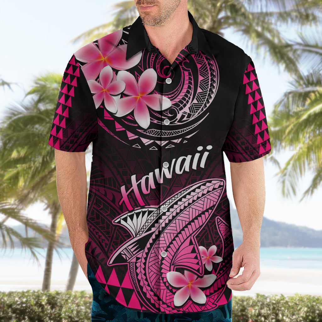 Hawaii Hawaiian Shirt Polynesian Shark with Kakau Pink Version - Wonder Print Shop