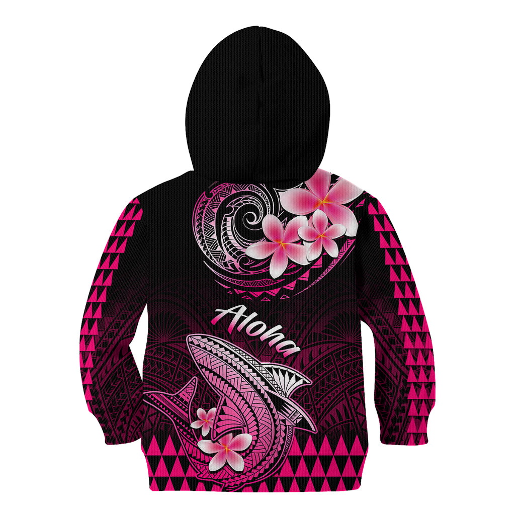 Hawaii Kid Hoodie Polynesian Shark with Kakau Pink Version - Wonder Print Shop