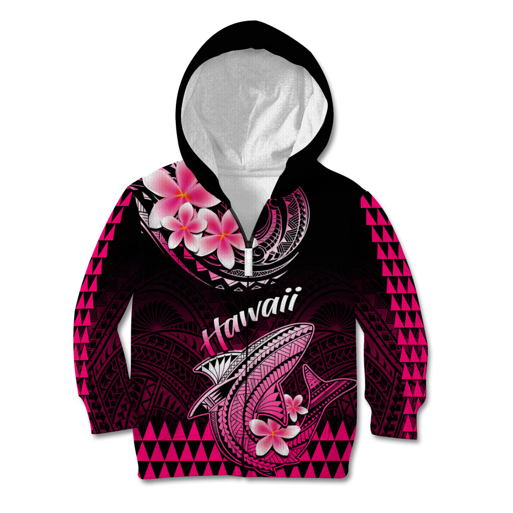 Hawaii Kid Hoodie Polynesian Shark with Kakau Pink Version - Wonder Print Shop